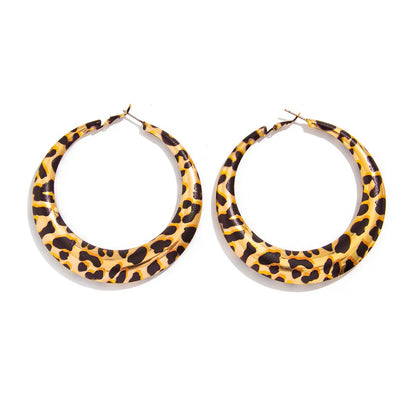 Hollowed Leopard Big Hoop Earrings