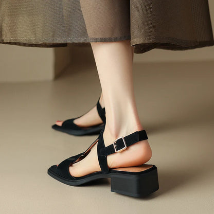 Mirea Suede T-Strap Sandals