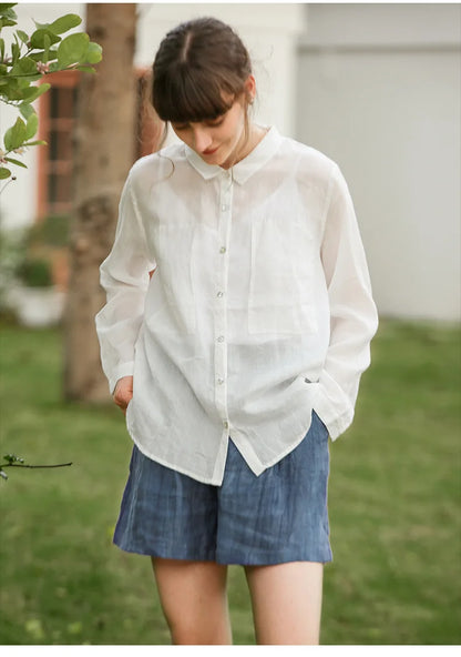 Olivia 100% Linen Summer Shorts