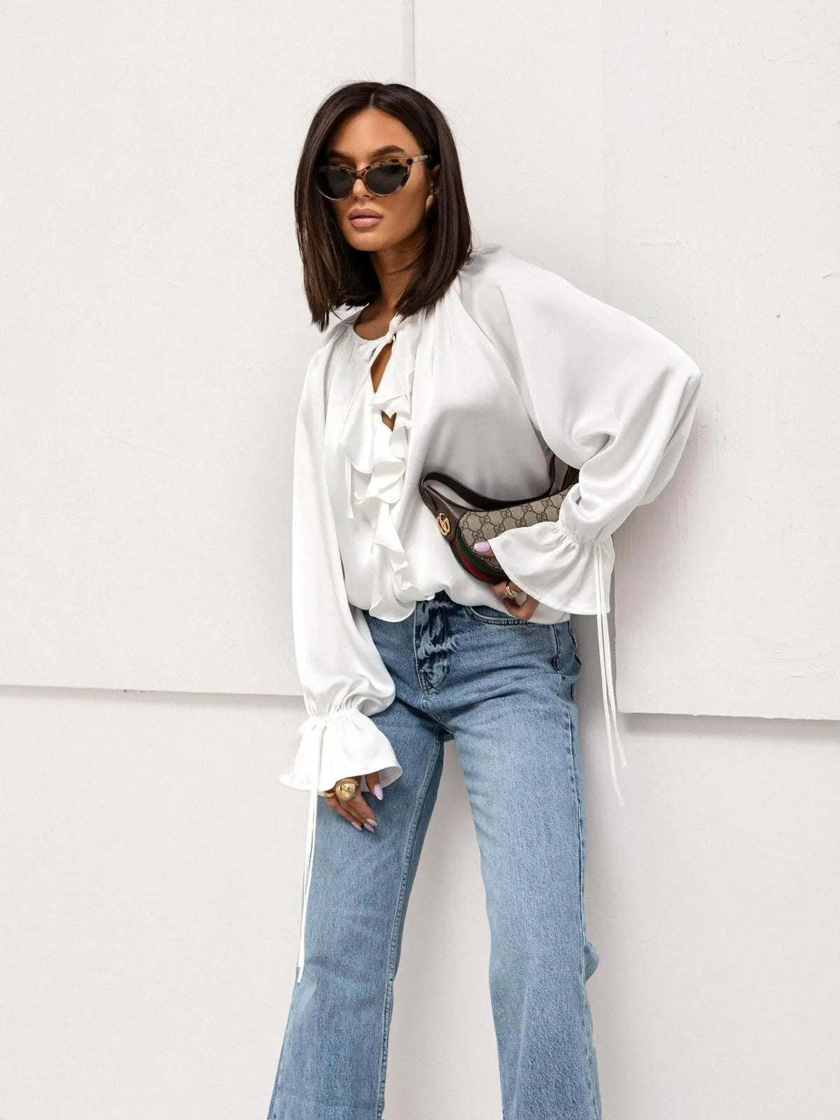 Liora Satin Ruffle Blouse