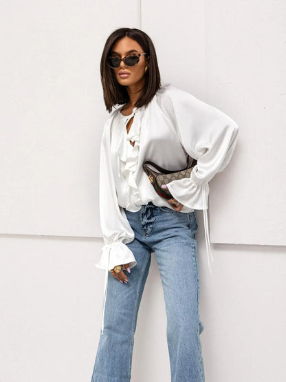 Liora Satin Ruffle Blouse