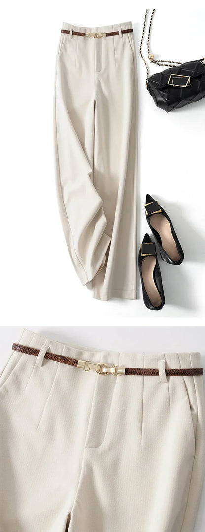 Milano Wide Leg Wool Trousers