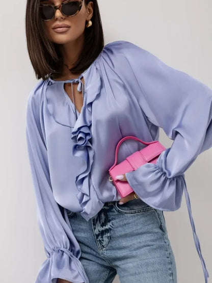 Liora Satin Ruffle Blouse