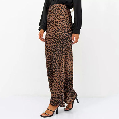 Harper Satin Leopard Midi Skirt