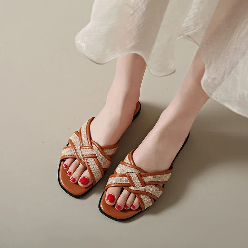 Liora Woven Flat Slides