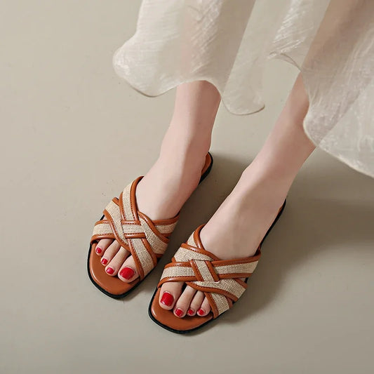 Liora Woven Flat Slides