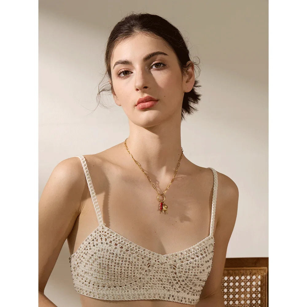 Cattiva Bold Gold Chili Hand Heart Pendant & Necklace