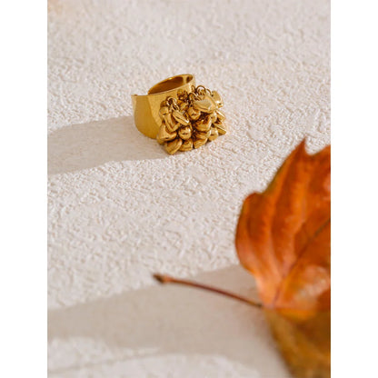 Valmara Heart Charm Adjustable Gold Ring
