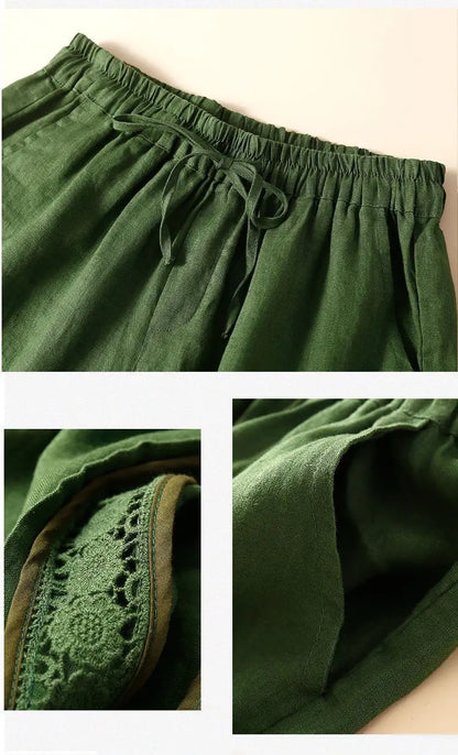 Lenora Embroidered Linen Shorts