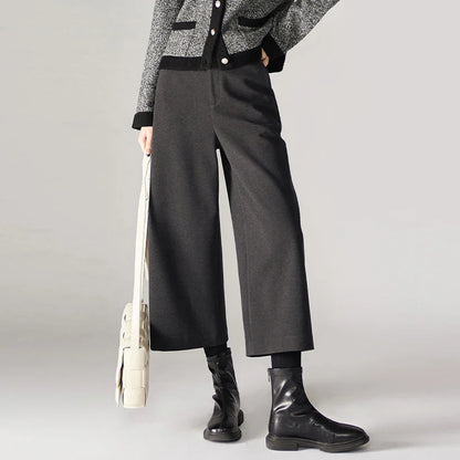 Autumn Woolen Wide Leg Pants