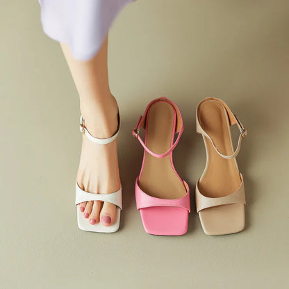 Rosa Belle Leather Heel Mules