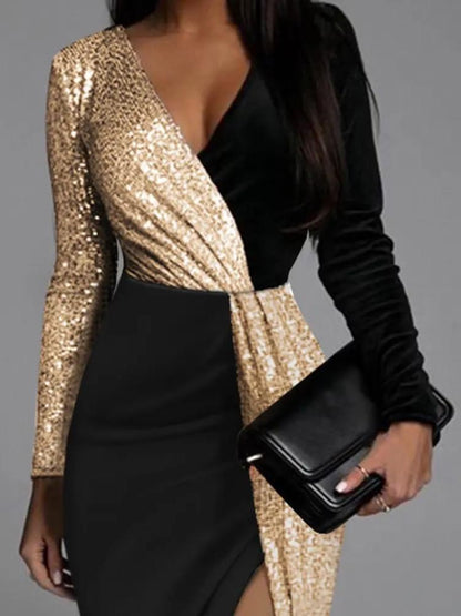 Dress with golden shimmer