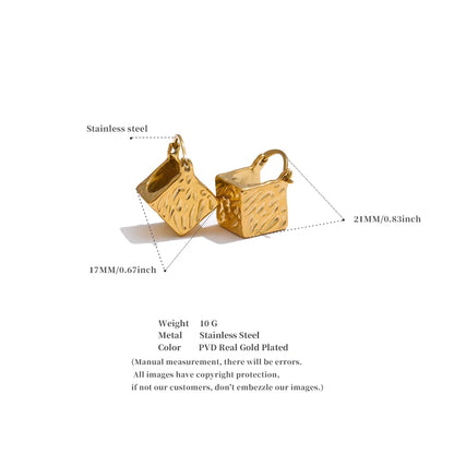 Valonne Gold Cube Hoop Earrings