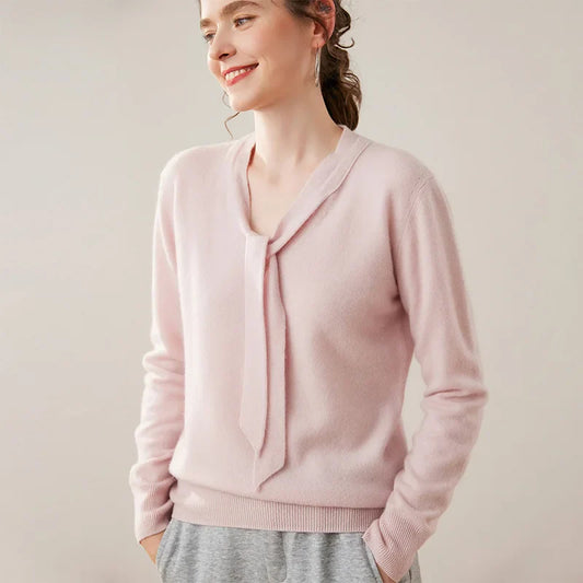 Selene Scarf-Collar Cashmere Pullover