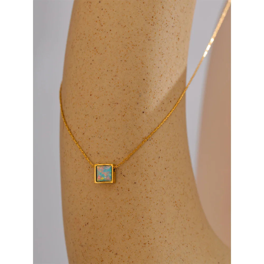 Liora Opal Stone Pendant 18k Plated Gold Necklace
