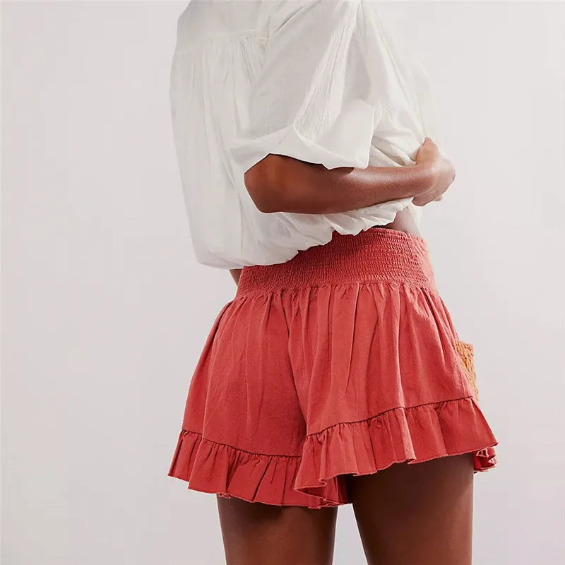Calida Embroidered Ruffle Pocket Shorts