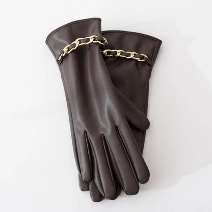 Chain Leather Touch Gloves