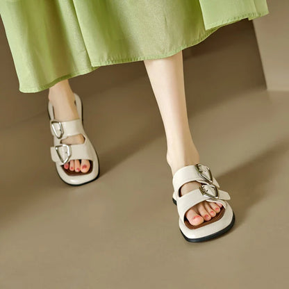 Selma Twin-Buckle Slide Sandals
