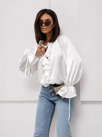 Liora Satin Ruffle Blouse