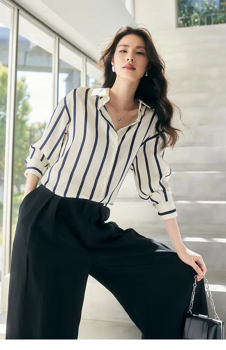 Maren Stripe Satin Blouse