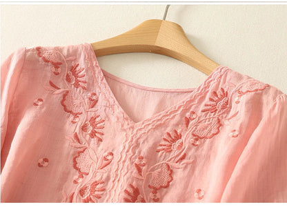 Eloria V-Neck Cotton Blouse