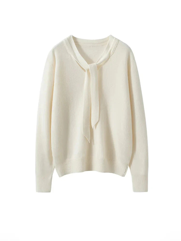 Selene Scarf-Collar Cashmere Pullover
