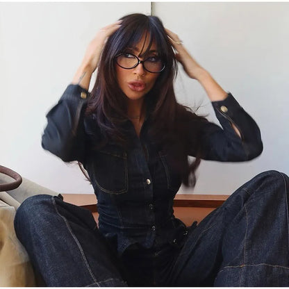 Marenza Button Denim Set