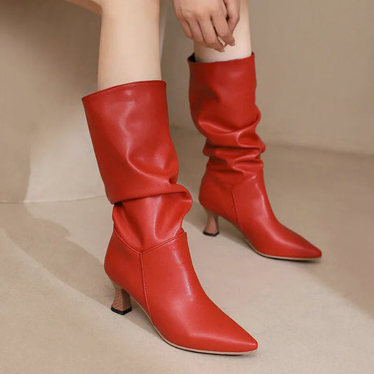 Serene Chic Mid-Calf Heel Boots