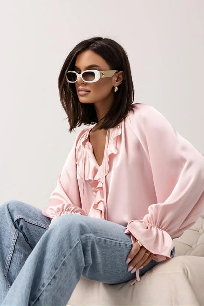 Liora Satin Ruffle Blouse
