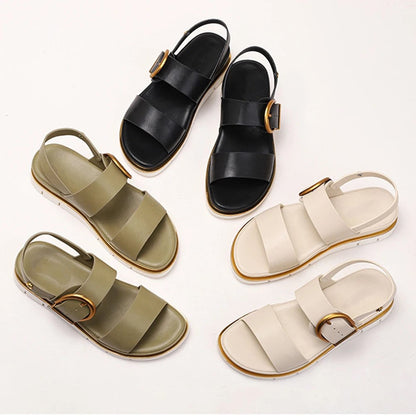 Valine Gold-Buckle Strap Sandals