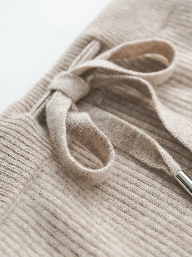 Wool Knitted Wide Leg Pants