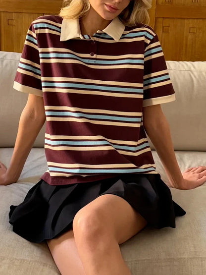 Noelle Stripe Polo Tee