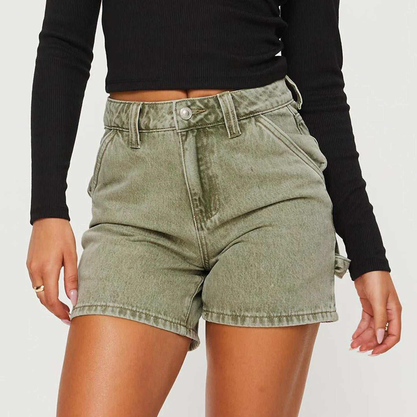Madison Cotton Denim High-Waist Shorts