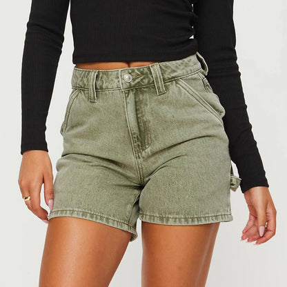 Madison Cotton Denim High-Waist Shorts