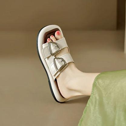 Selma Twin-Buckle Slide Sandals