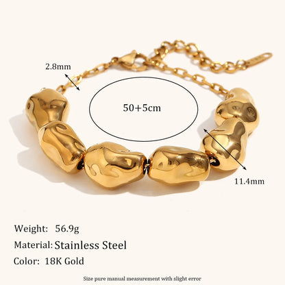 Velda Irregular Bead Bracelet Stainless Steel Chunky Waterproof Jewelry