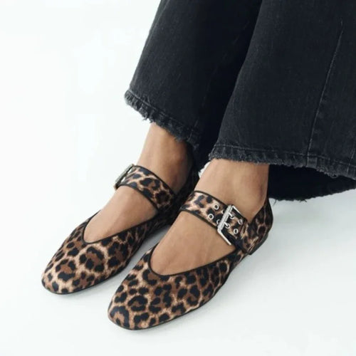 Liora Leopard Mary Jane Flats