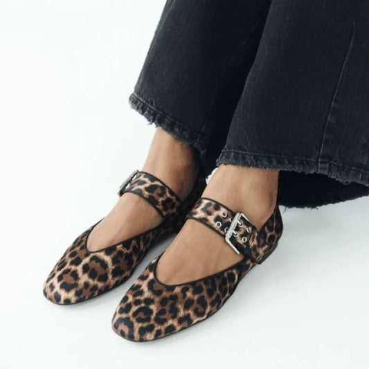 Liora Leopard Mary Jane Flats
