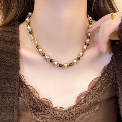 Tiger's-eye Champagne Pearl Necklace