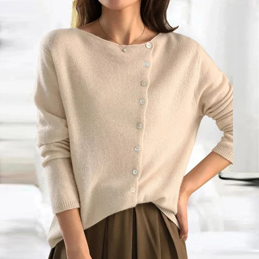 Amélise Asymmetric Button Sweater