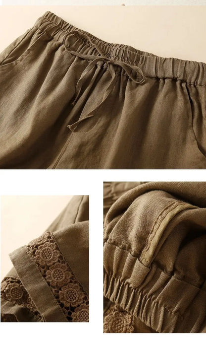 Lenora Embroidered Linen Shorts