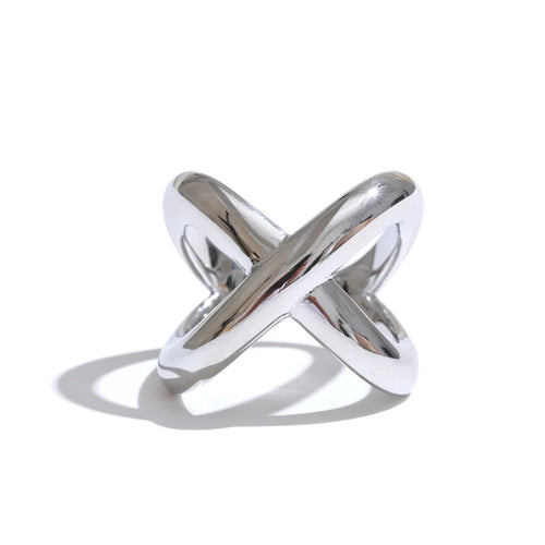 Elvia Cross Statement Gold Plated Band Ring