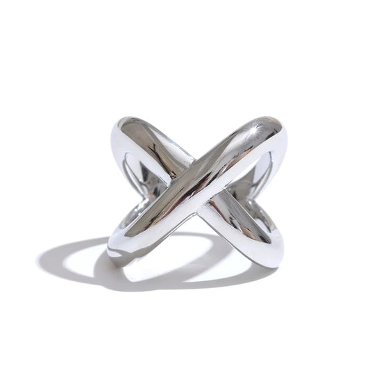 Elvia Cross Statement Gold Plated Band Ring