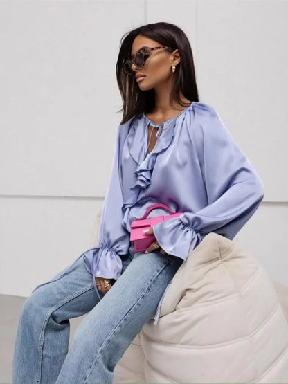 Liora Satin Ruffle Blouse
