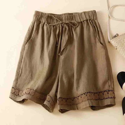 Lenora Embroidered Linen Shorts