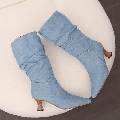 Serene Chic Mid-Calf Heel Boots
