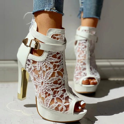 Elviera Lace Mesh Heels