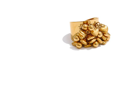 Valmara Heart Charm Adjustable Gold Ring