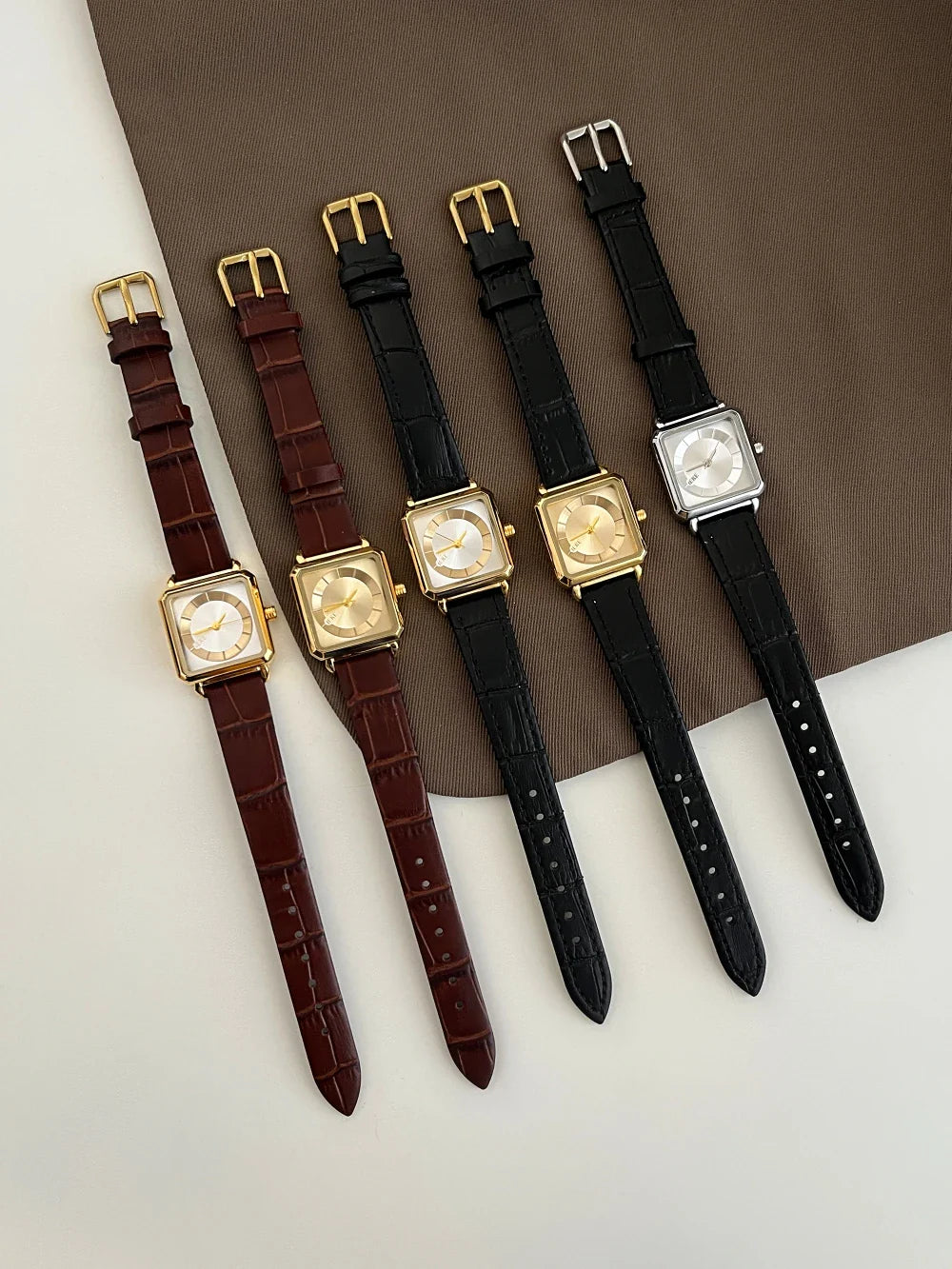 Elvra Square Leather Watch