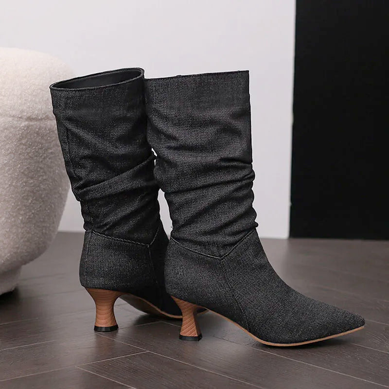 Serene Chic Mid-Calf Heel Boots
